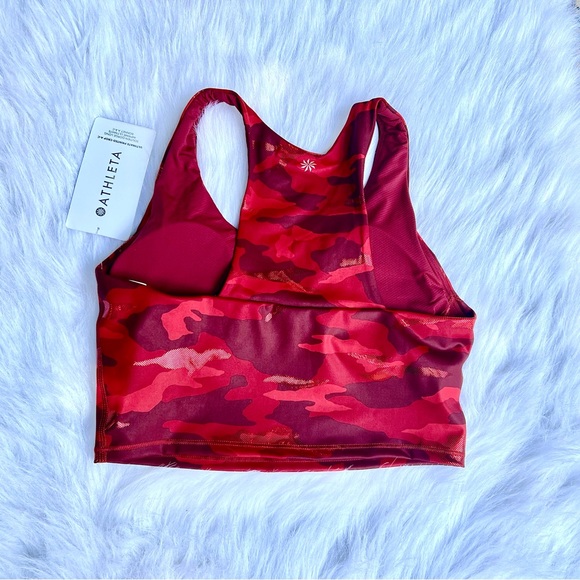 Athleta SupersonicšRed CamoĀ UltimateĀ Printed Crop Top Sports Bra NWT Small A-C - Picture 4 of 10